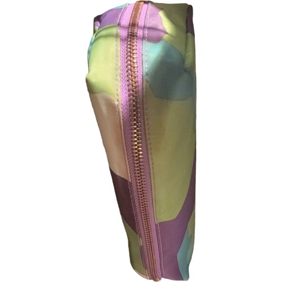 Mid Size Cosmetic pouch in a purple, green and white print - Picture 2 of 6